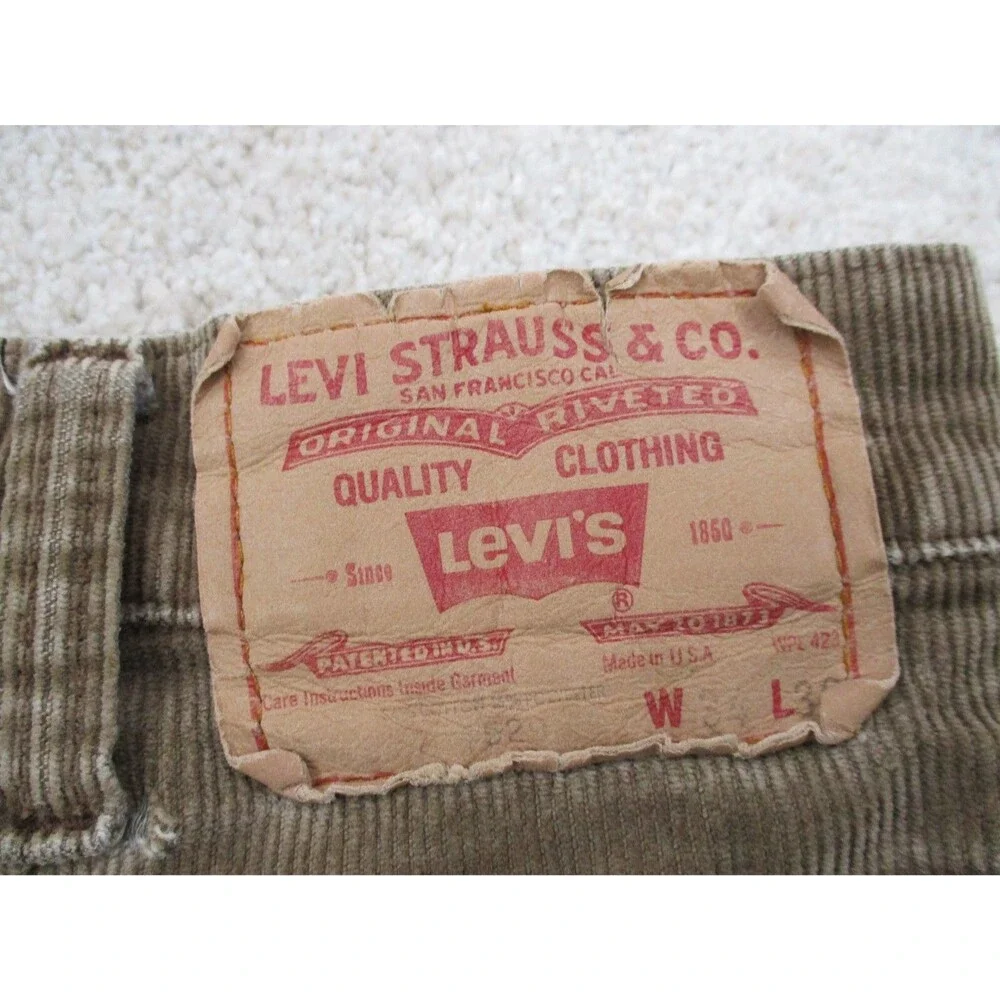 VINTAGE Levis Jeans Men 33x25 Brown White Tab Corduroy Bootcut Western 80s USA - Picture 4 of 14